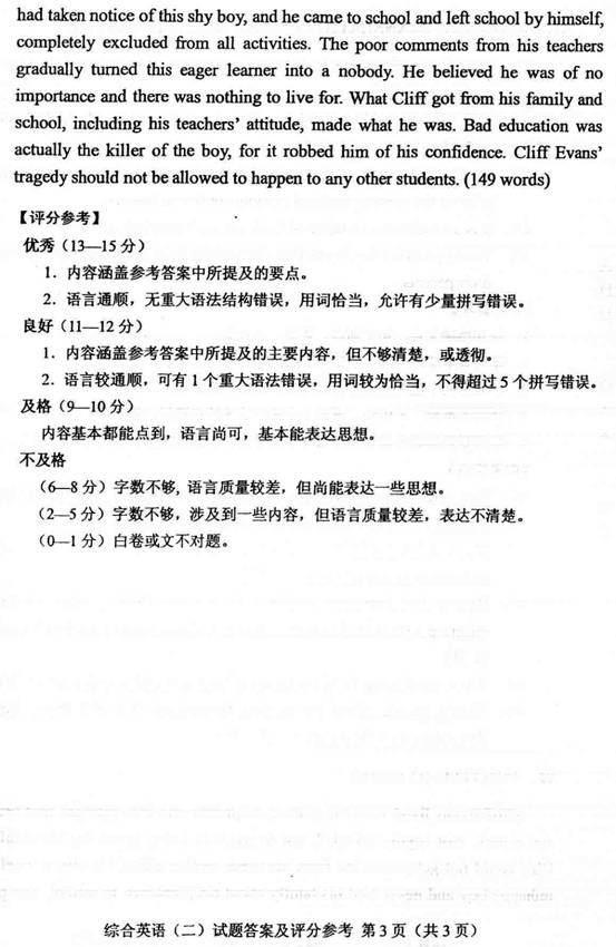 全国2011年10月自考综合英语（二）参考答案3