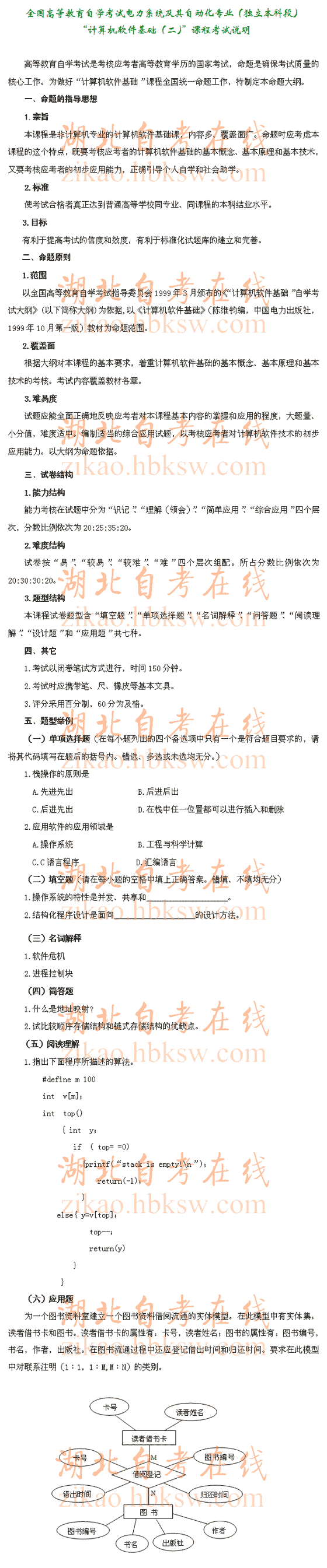 自考“计算机软件基础</p>
<p>（二）”（2365）考试说明1