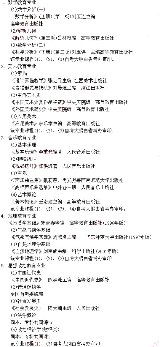 云南省教师类专科专业课程使用大纲说明1